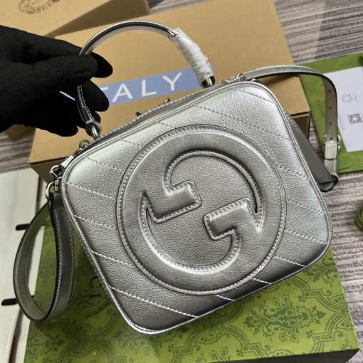 Gucci Blondie Top Handle Bag Metallic Silver Leather - Image 6