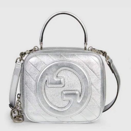 Gucci Blondie Top Handle Bag Metallic Silver Leather