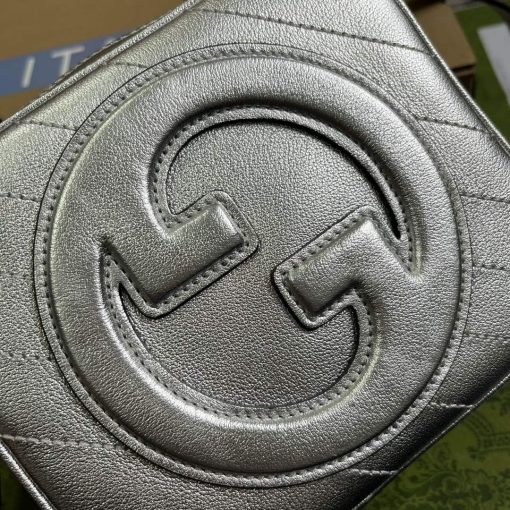 Gucci Blondie Top Handle Bag Metallic Silver Leather - Image 8