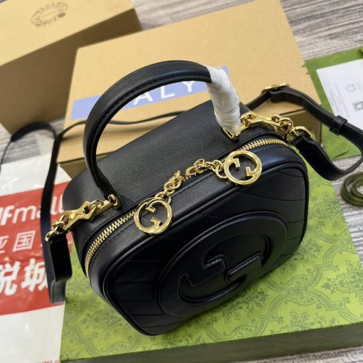 Gucci Blondie Top Handle Bag Navy Blue Leather - Image 10