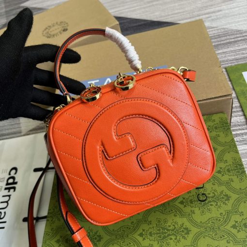 Gucci Blondie Top Handle Bag Orange Leather - Image 6