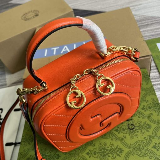 Gucci Blondie Top Handle Bag Orange Leather - Image 10