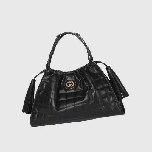 Gucci Deco Medium Tote Bag Black Quilted Leather - Image 6