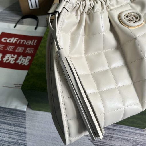 Gucci Deco Medium Tote Bag White Quilted Leather - Image 9