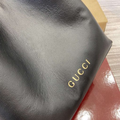 Gucci GG Emblem Mini Bucket Bag Black Smooth Leather - Image 9