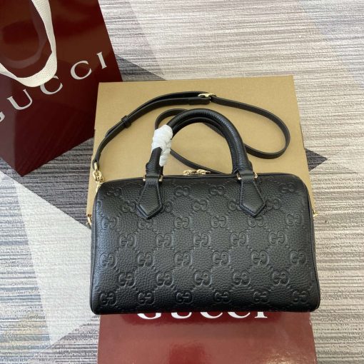 Gucci GG Emblem Small Top Handle Bag Black