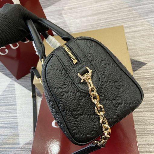 Gucci GG Emblem Small Top Handle Bag Black - Image 9