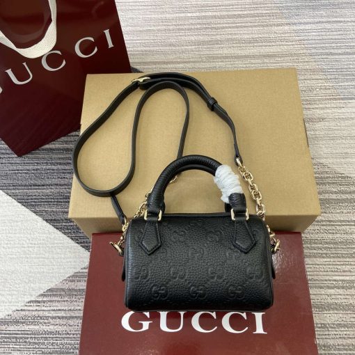 Gucci GG Emblem Super Mini Top Handle Bag Black