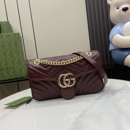 Gucci GG Marmont Matelassé Shoulder Bag Dark Red