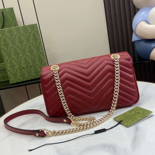 Gucci GG Marmont Matelassé Shoulder Bag Wine Red - Image 3