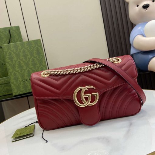 Gucci GG Marmont Matelassé Shoulder Bag Wine Red