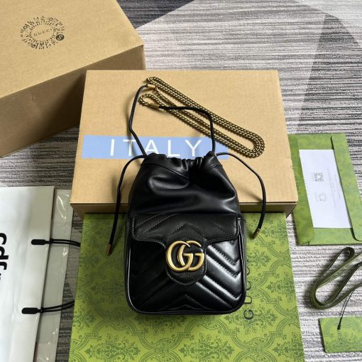 Gucci GG Marmont Mini Bucket Bag Black - Image 2