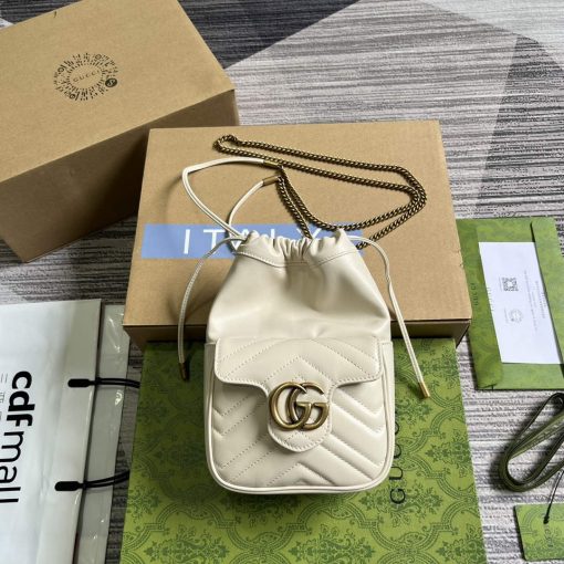 Gucci GG Marmont Mini Bucket Bag White - Image 2