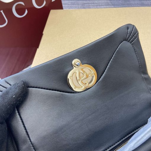 Gucci GG Milano Mini Top Handle Bag Black Puffy Leather - Image 11