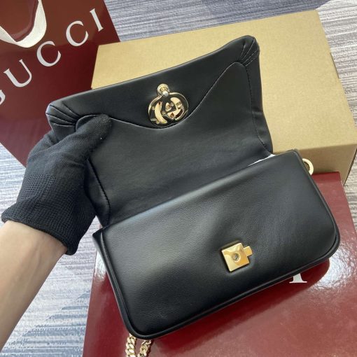 Gucci GG Milano Mini Top Handle Bag Black Puffy Leather - Image 9