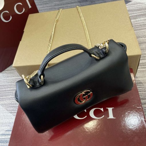 Gucci GG Milano Mini Top Handle Bag Black Puffy Leather - Image 10