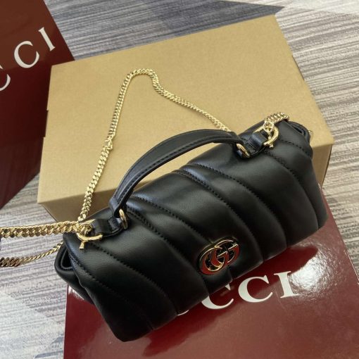 Gucci GG Milano Mini Top Handle Bag Black Puffy Quilted Leather - Image 4