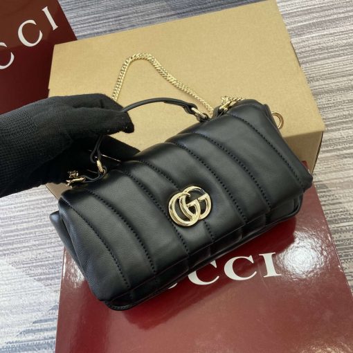 Gucci GG Milano Mini Top Handle Bag Black Puffy Quilted Leather - Image 6