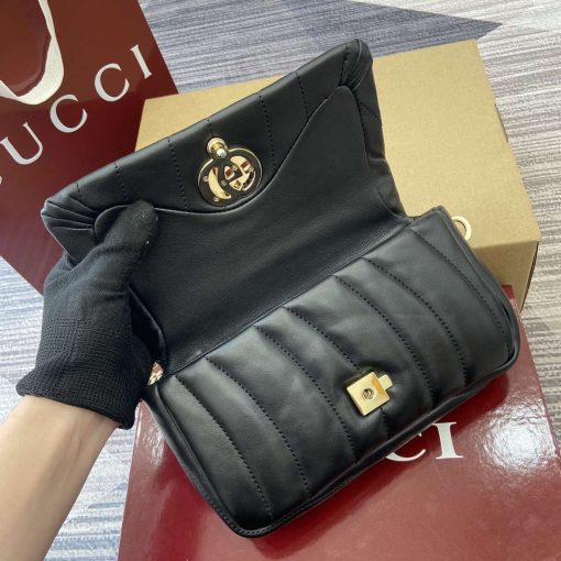 Gucci GG Milano Mini Top Handle Bag Black Puffy Quilted Leather - Image 10