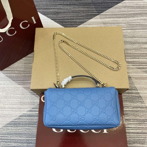 Gucci GG Milano Mini Top Handle Bag Blue GG Puffy Leather - Image 2