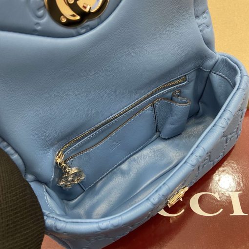 Gucci GG Milano Mini Top Handle Bag Blue GG Puffy Leather - Image 11