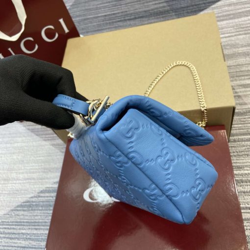 Gucci GG Milano Mini Top Handle Bag Blue GG Puffy Leather - Image 3