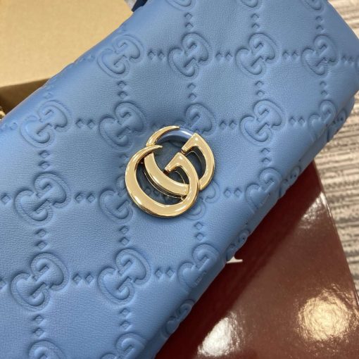 Gucci GG Milano Mini Top Handle Bag Blue GG Puffy Leather - Image 6