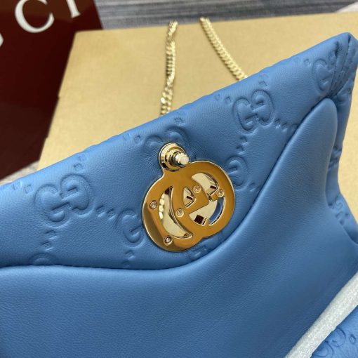 Gucci GG Milano Mini Top Handle Bag Blue GG Puffy Leather - Image 9