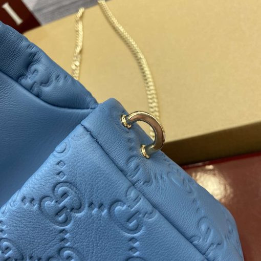 Gucci GG Milano Mini Top Handle Bag Blue GG Puffy Leather - Image 10