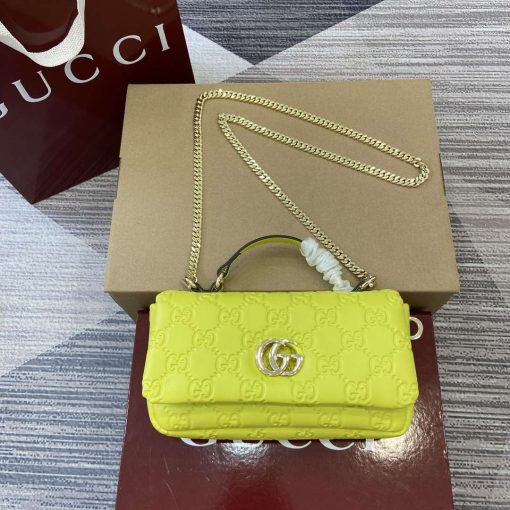 Gucci GG Milano Mini Top Handle Bag Emerald Green GG Puffy Leather