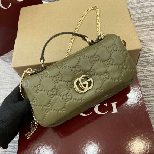 Gucci GG Milano Mini Top Handle Bag Green GG Puffy Leather - Image 5