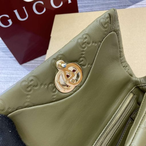 Gucci GG Milano Mini Top Handle Bag Green GG Puffy Leather - Image 8