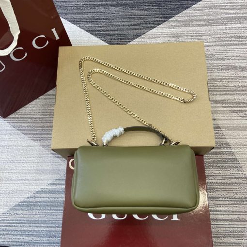 Gucci GG Milano Mini Top Handle Bag Green Puffy Leather - Image 2