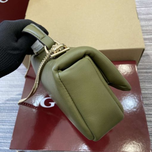 Gucci GG Milano Mini Top Handle Bag Green Puffy Leather - Image 3