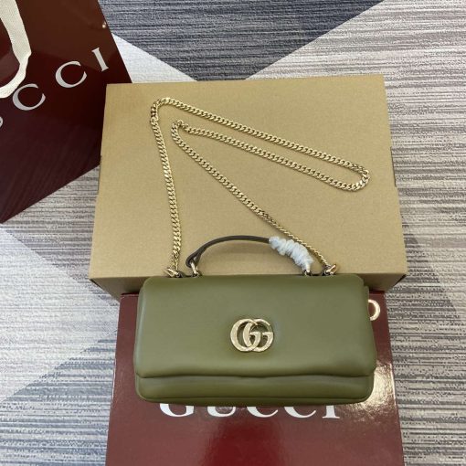 Gucci GG Milano Mini Top Handle Bag Green Puffy Leather