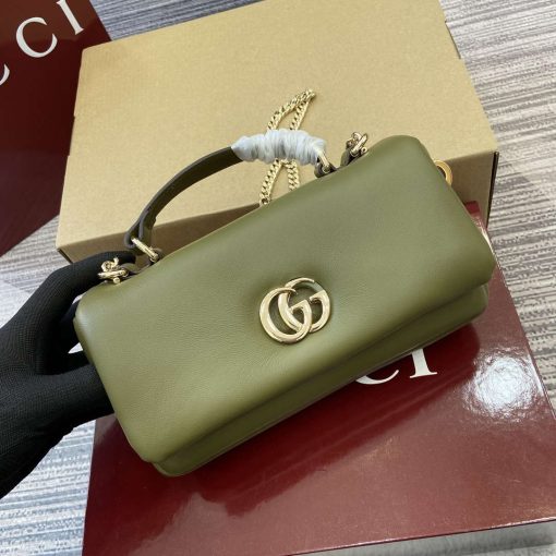 Gucci GG Milano Mini Top Handle Bag Green Puffy Leather - Image 8