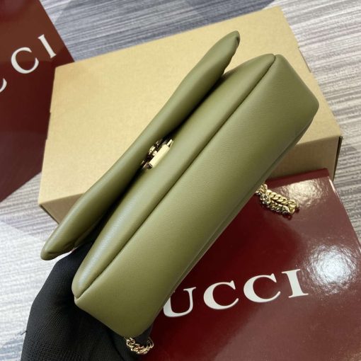 Gucci GG Milano Mini Top Handle Bag Green Puffy Leather - Image 9