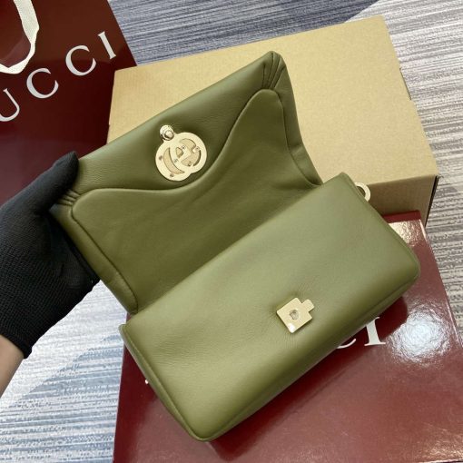 Gucci GG Milano Mini Top Handle Bag Green Puffy Leather - Image 10