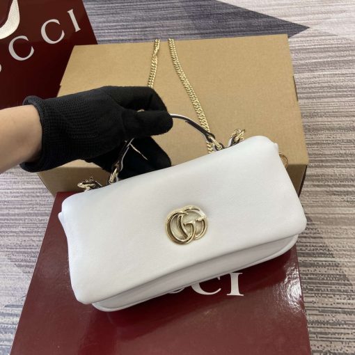 Gucci GG Milano Mini Top Handle Bag White Puffy Leather - Image 5