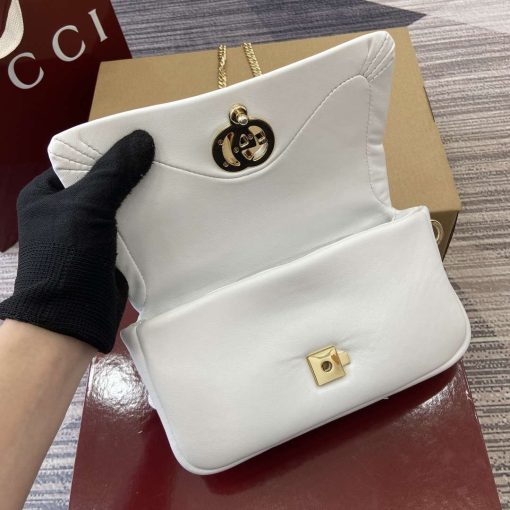 Gucci GG Milano Mini Top Handle Bag White Puffy Leather - Image 8