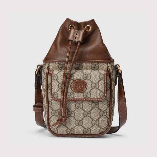 Gucci GG Mini Bucket Bag With Interlocking G Beige And Brown