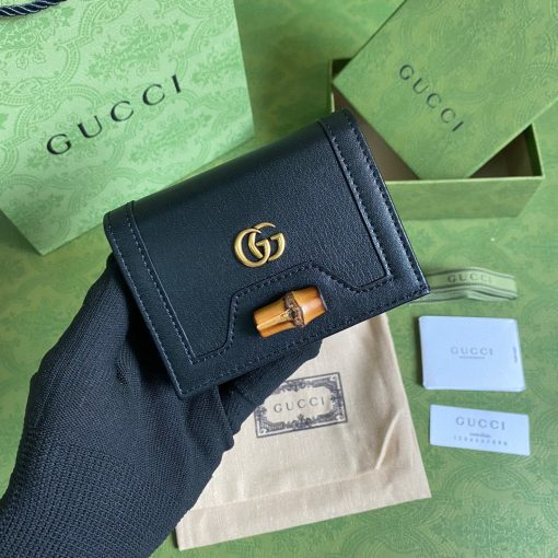 Gucci Diana Card Case Wallet in Black