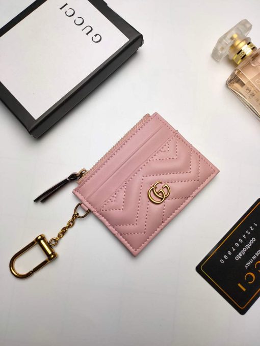 Gucci GG Marmont Keychain Wallet Pink