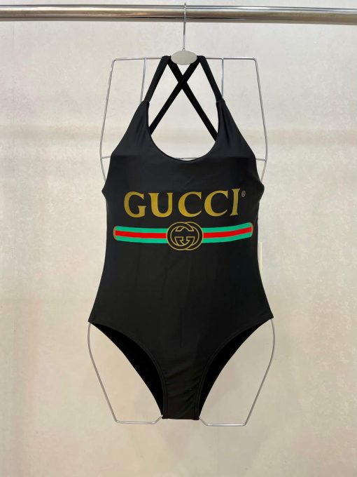 Gucci Sparkling swimsuit with Gucci logo Black