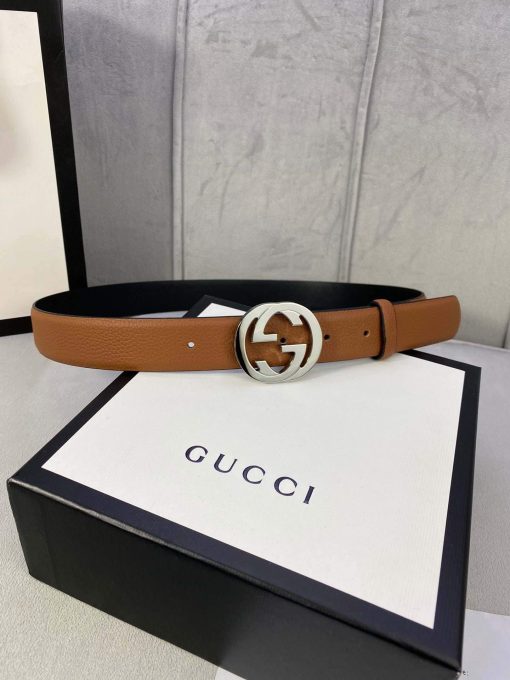 Gucci Women Men’s Leather Belt with Double G Buckle 30MM - Image 3