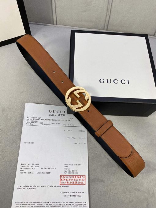 Gucci Women Men’s Leather Belt with Double G Buckle 30MM