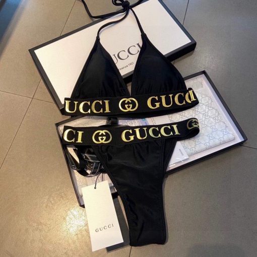 Gucci Women’s Gucci Gucci New Black Sexy Bikini 2021 Solid Swimwear 2-piece - Image 4