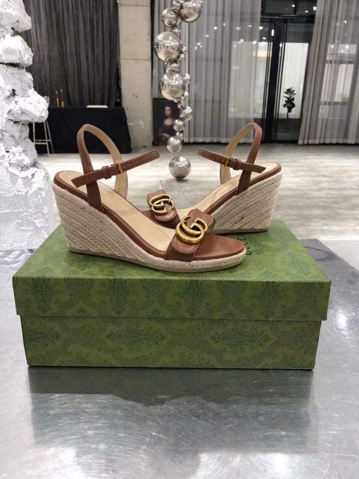Gucci Women’s Leather platform espadrille GG Sandals