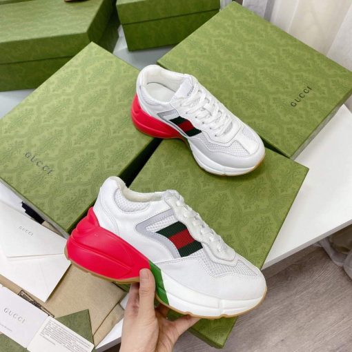 Gucci Women’s Men’s Rhyton Sneaker White - Image 4