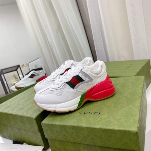Gucci Women’s Men’s Rhyton Sneaker White - Image 5